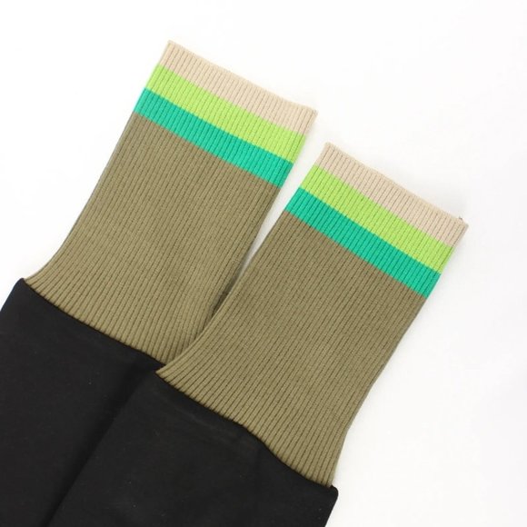 NEW Spring NOD New York Black Striped Cuff Turtle Sweatshirt with Green Blend - Picture 8 of 12